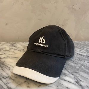 BALENCIAGA black & white adjustable sports cap - SZ L